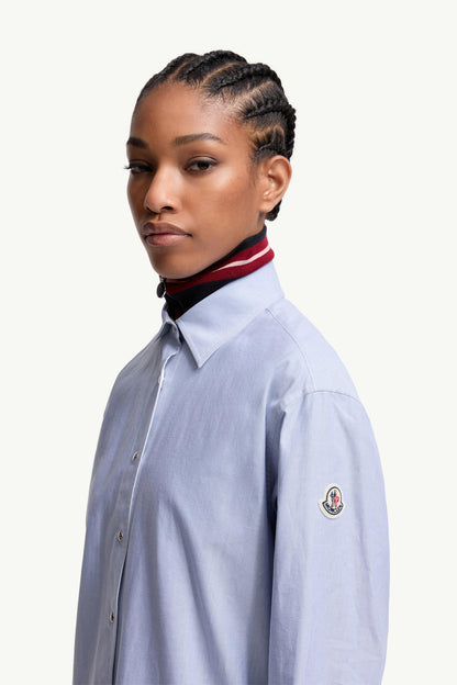 Moncler Oxford Cotton Long Sleeve Shirt Light Blue Light Blue