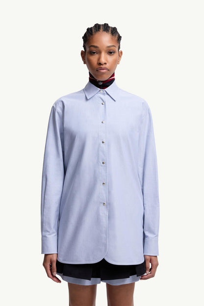 Moncler Oxford Cotton Long Sleeve Shirt Light Blue Light Blue