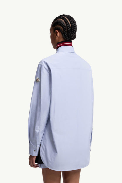Moncler Oxford Cotton Long Sleeve Shirt Light Blue Light Blue