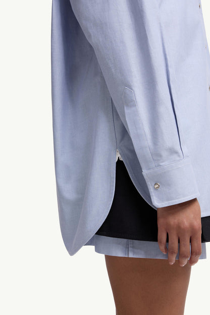 Moncler Oxford Cotton Long Sleeve Shirt Light Blue Light Blue