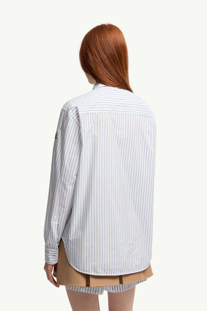 Moncler Striped Long Sleeve Shirt White & Light Blue White & Light Blue