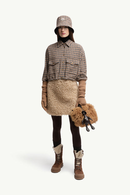 Moncler Check Wool Blend Long Sleeve Shirt Brown & Black Brown & Black