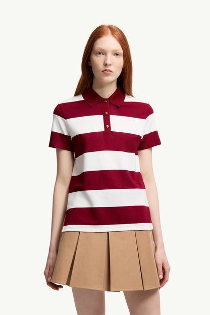 Moncler Striped Polo Shirt White & Red White & Red