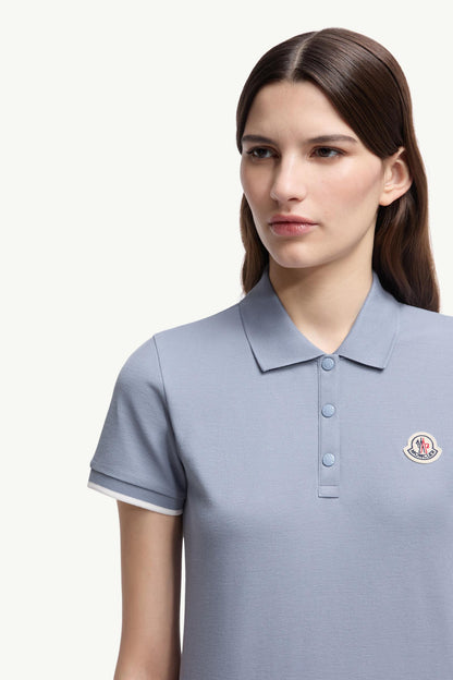 Moncler Logo Cotton Piquet Polo Shirt Light Blue Light Blue