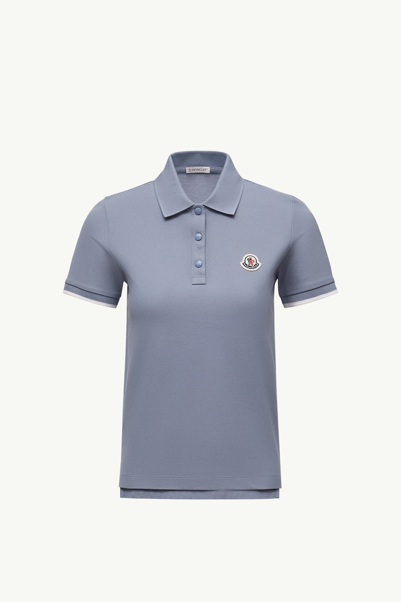 Moncler Logo Cotton Piquet Polo Shirt Light Blue Light Blue