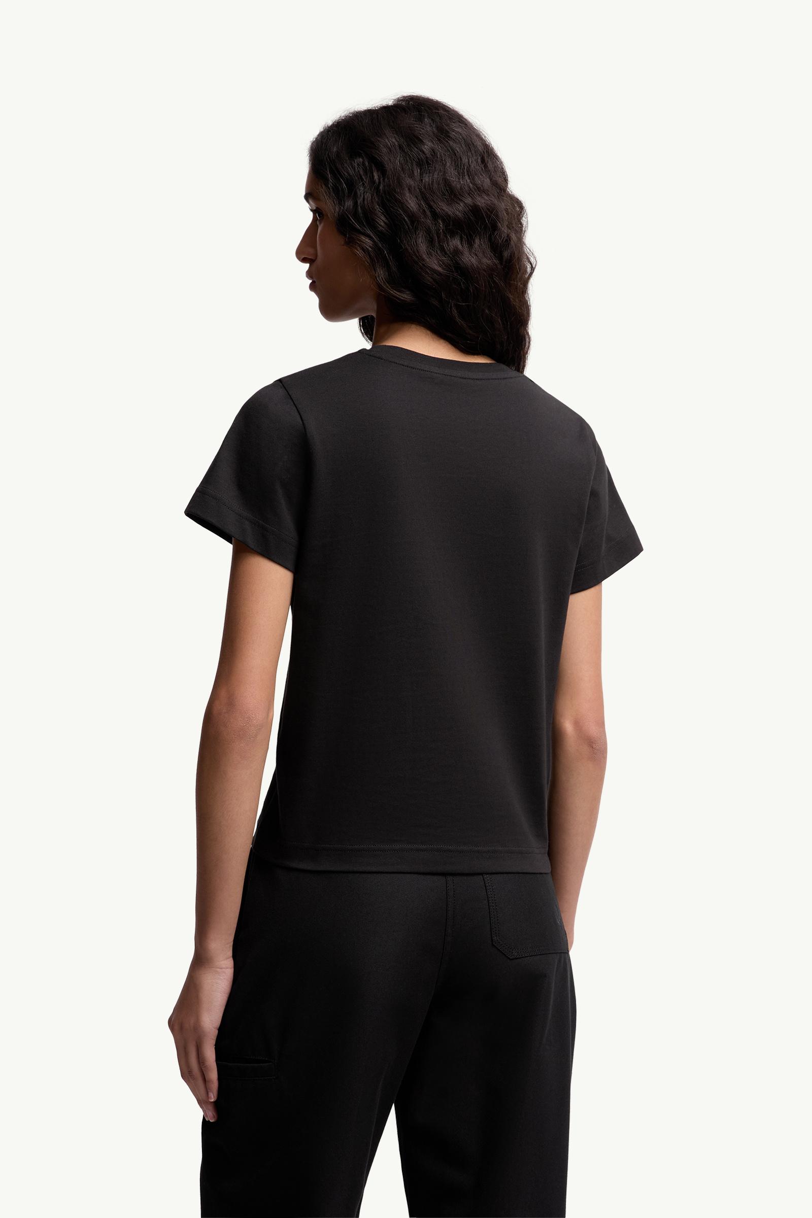 Moncler Embroidered Cursive Logo Cotton T-Shirt Black Black