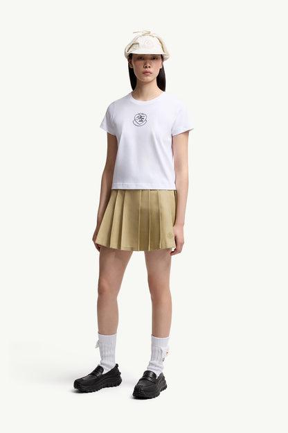 Moncler Embroidered Heart Logo Cotton T-Shirt White White
