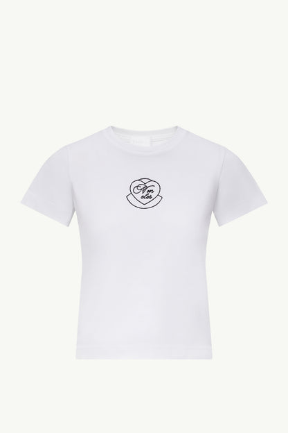Moncler Embroidered Heart Logo Cotton T-Shirt White White
