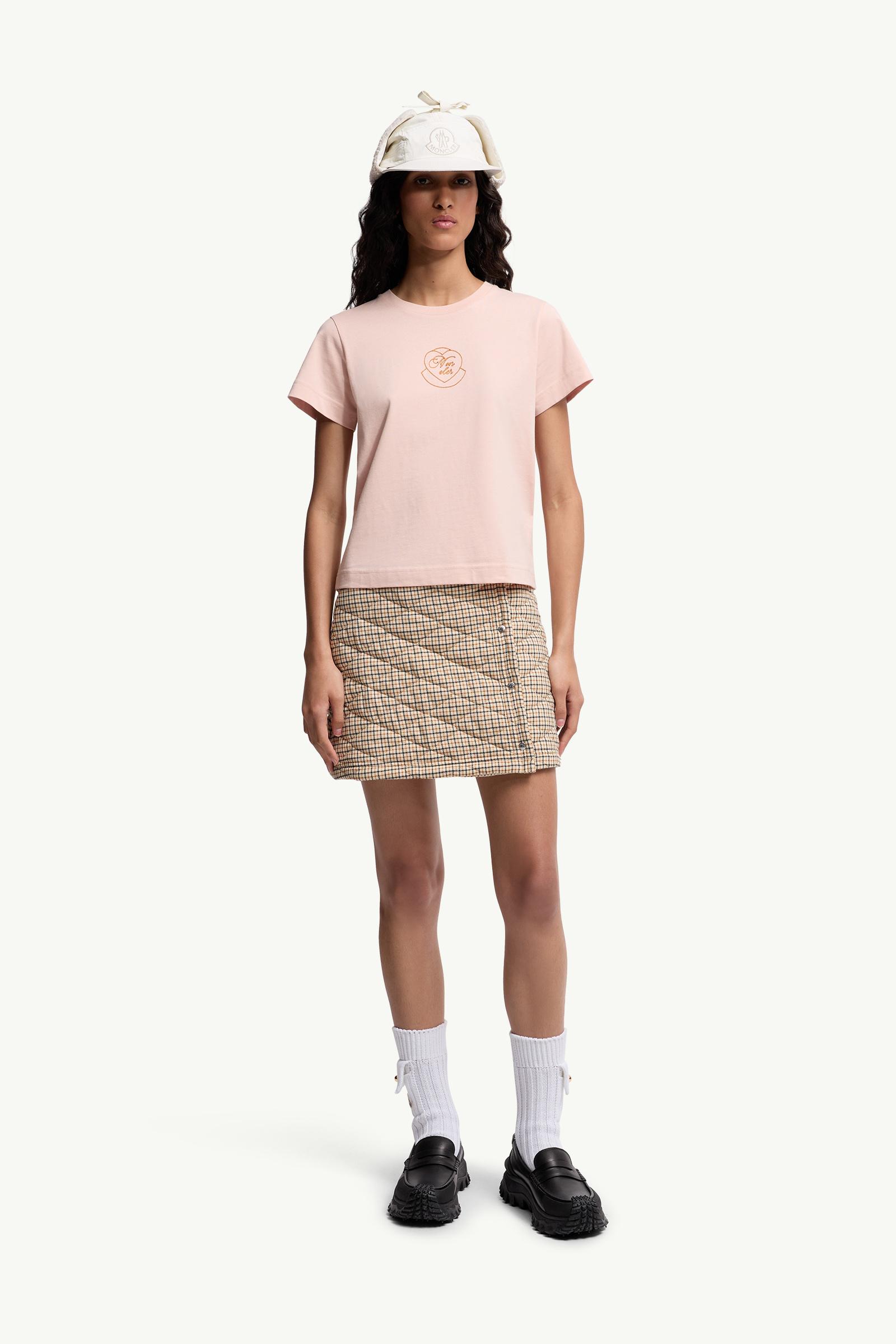 Moncler Embroidered Heart Logo Cotton T-Shirt Light Pink Light Pink