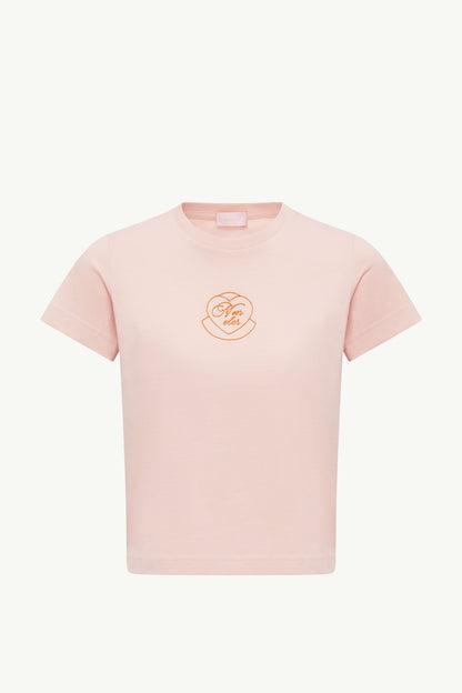 Moncler Embroidered Heart Logo Cotton T-Shirt Light Pink Light Pink