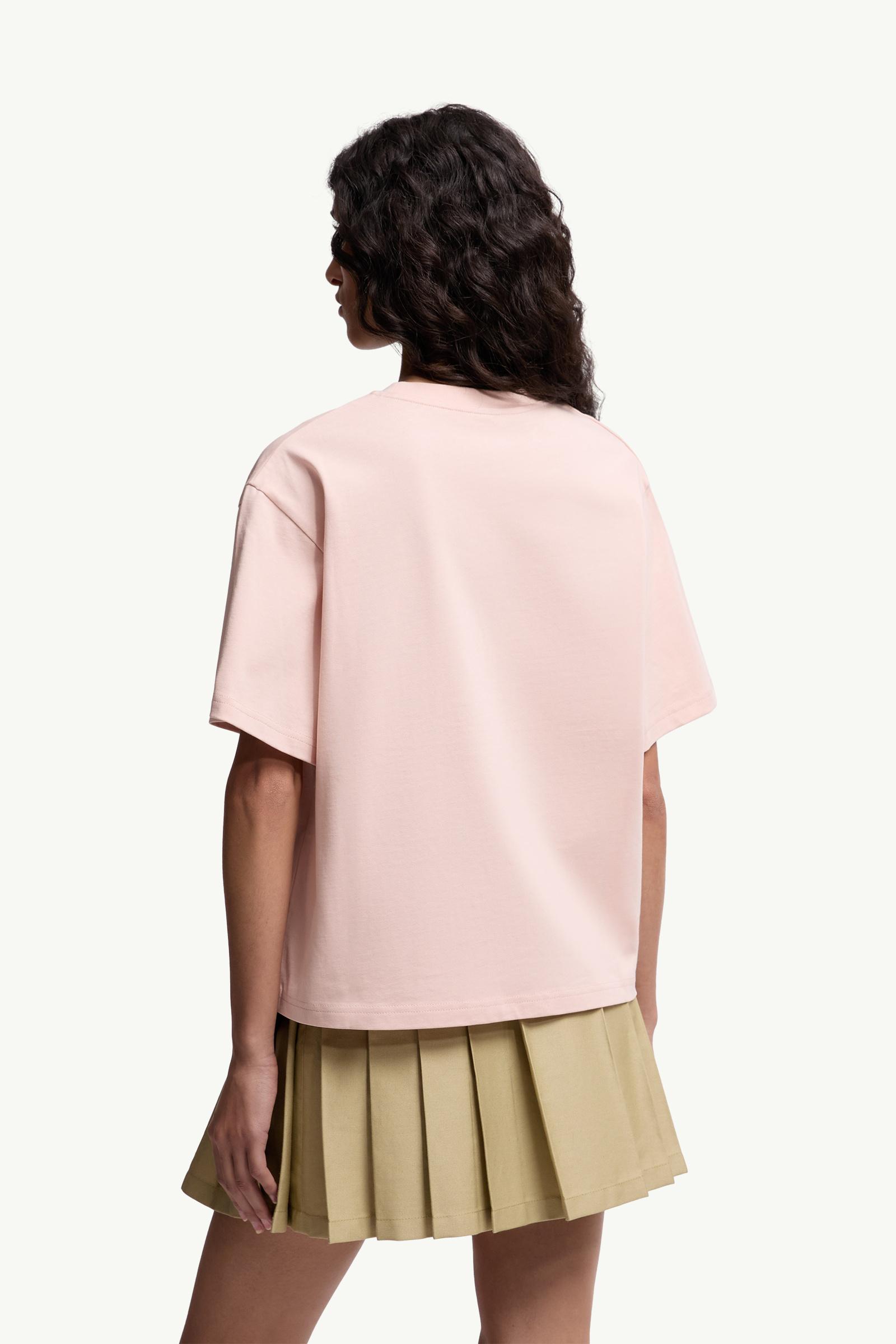 Moncler Embroidered Cherry Logo Cotton T-Shirt Light Pink Light Pink