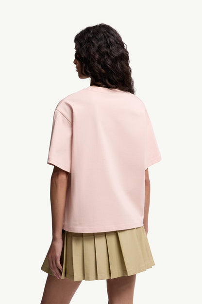 Moncler Embroidered Cherry Logo Cotton T-Shirt Light Pink Light Pink