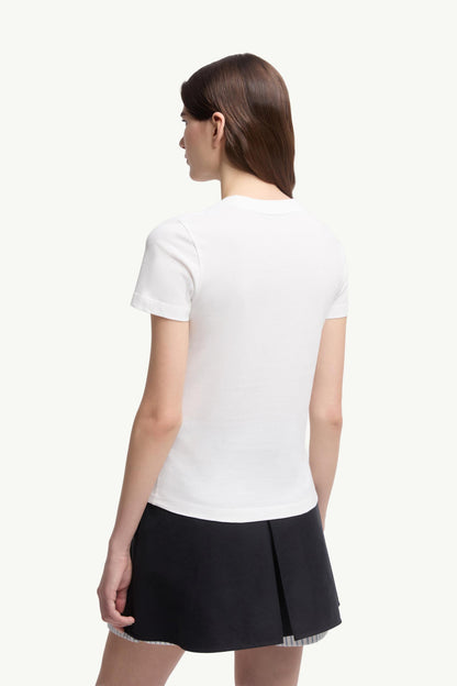 Moncler Crystal Logo Cotton T-Shirt White White