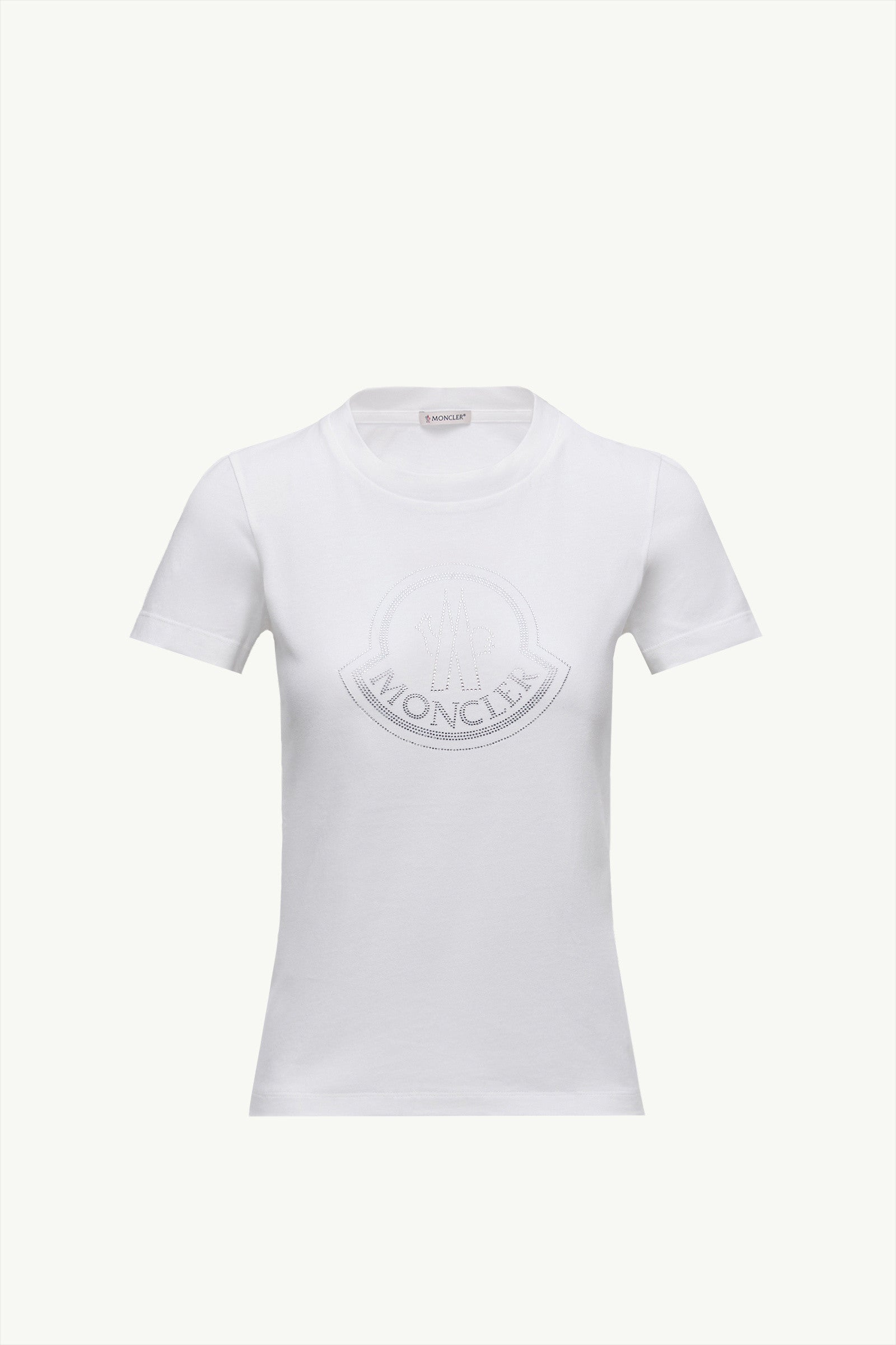 Moncler Crystal Logo Cotton T-Shirt White White