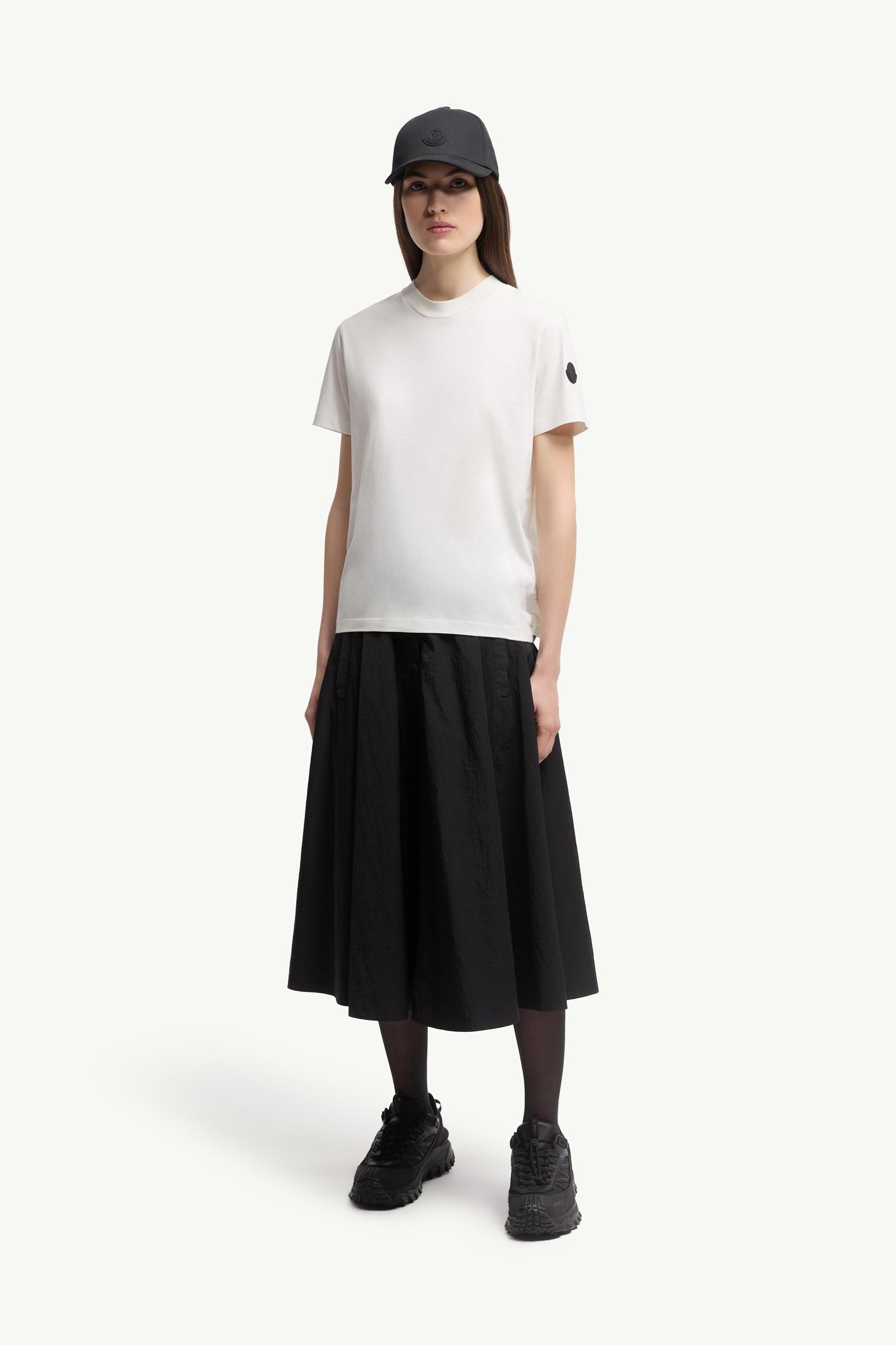 Moncler Pleated Back Cotton T-Shirt White White