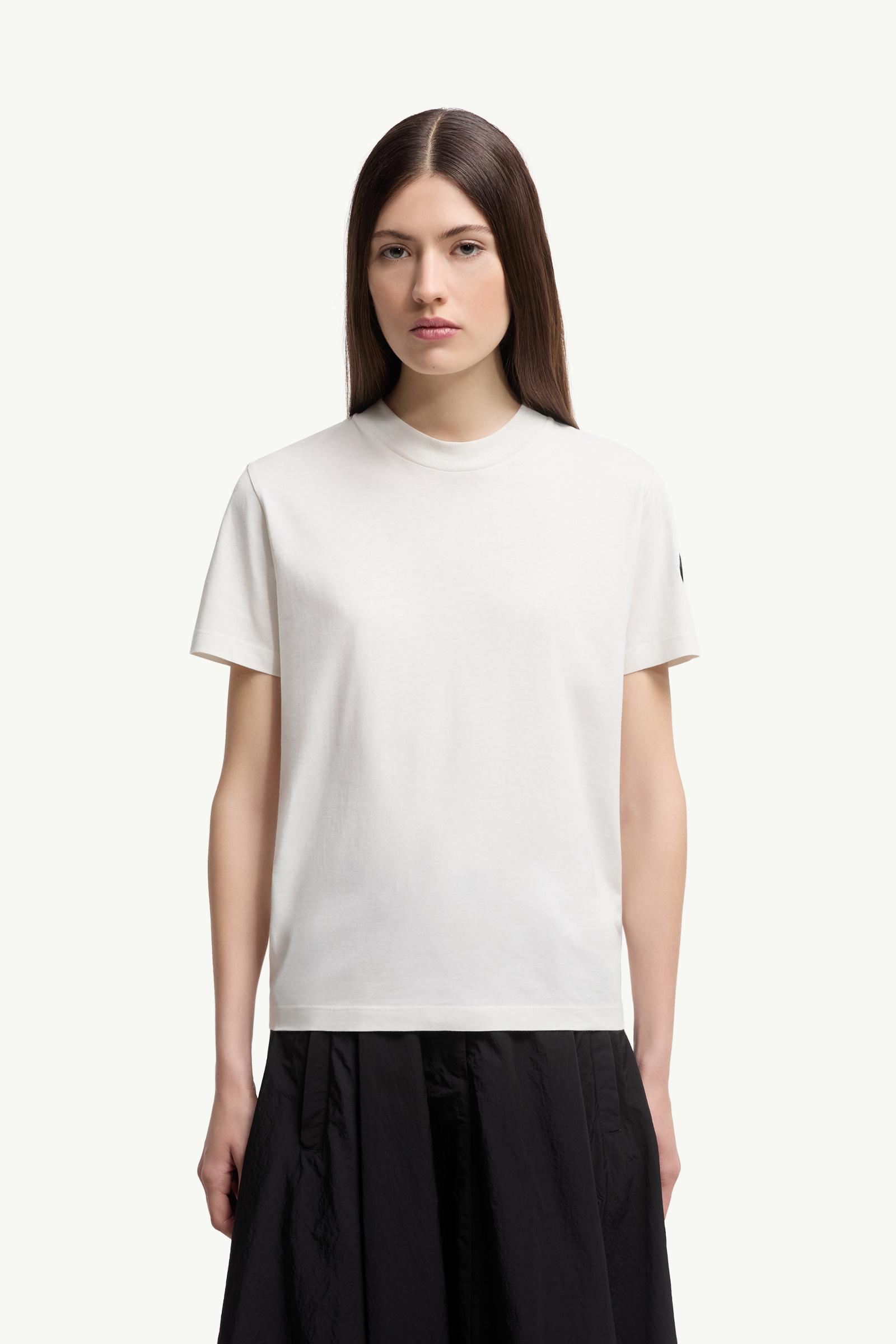 Moncler Pleated Back Cotton T-Shirt White White
