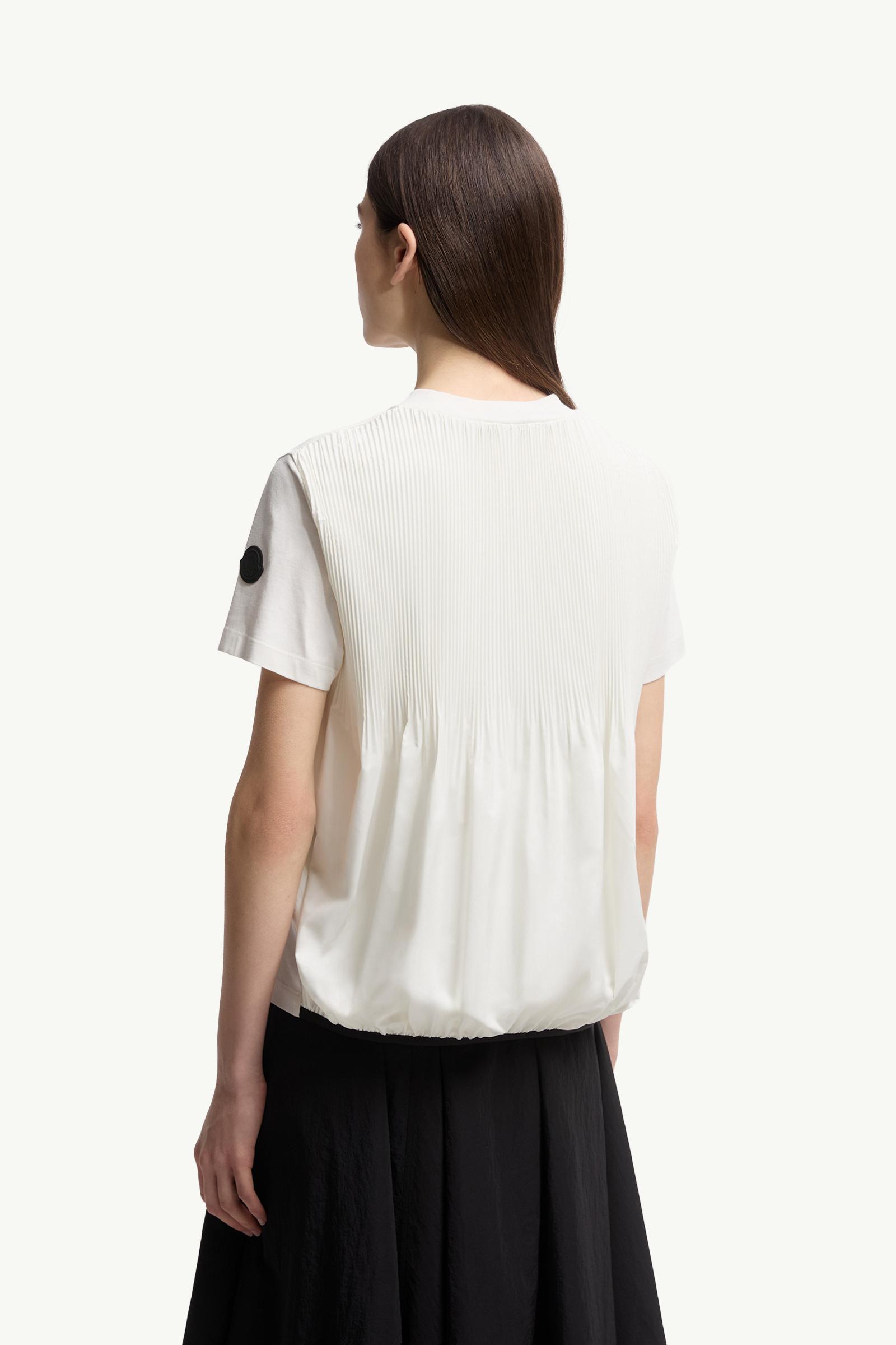 Moncler Pleated Back Cotton T-Shirt White White