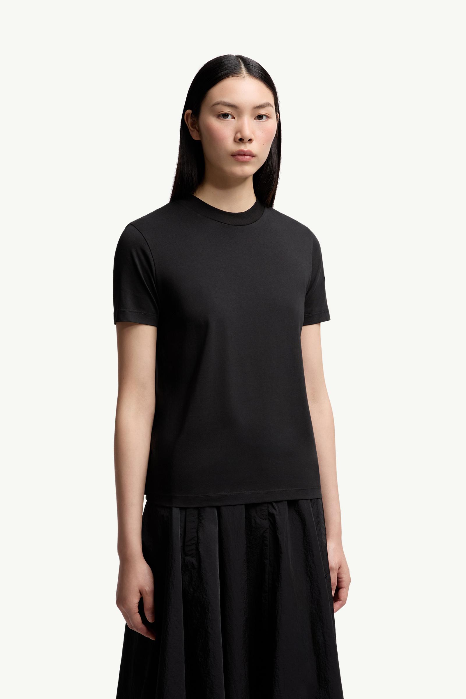 Moncler Pleated Back Cotton T-Shirt Black Black