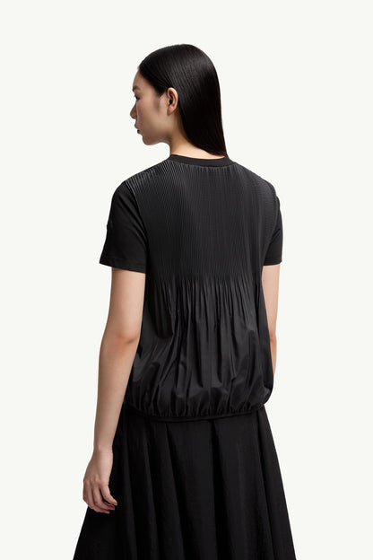 Moncler Pleated Back Cotton T-Shirt Black Black