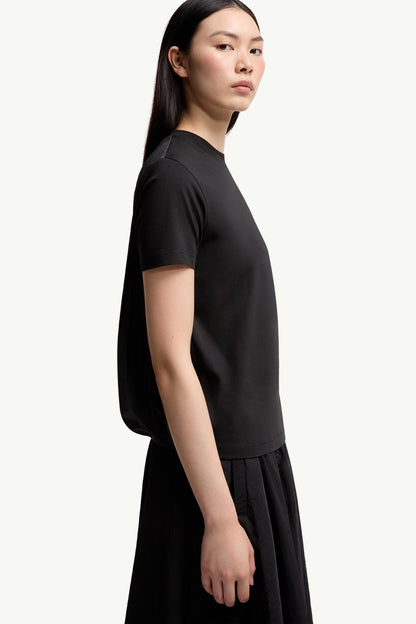 Moncler Pleated Back Cotton T-Shirt Black Black