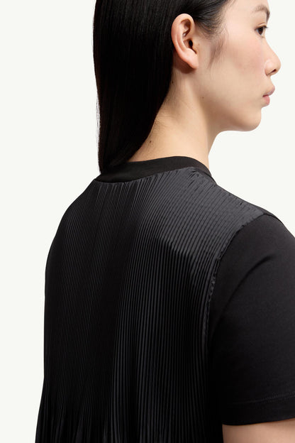Moncler Pleated Back Cotton T-Shirt Black Black