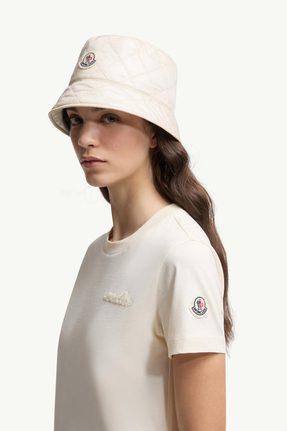 Moncler Beaded Logo Cotton T-Shirt White White