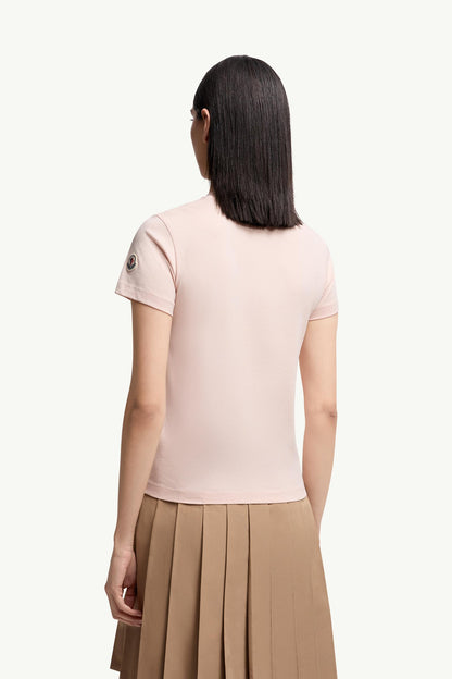 Moncler Beaded Logo Cotton T-Shirt Light Pink Light Pink