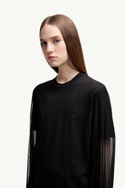 Moncler Tulle Long Sleeve Top Black Black