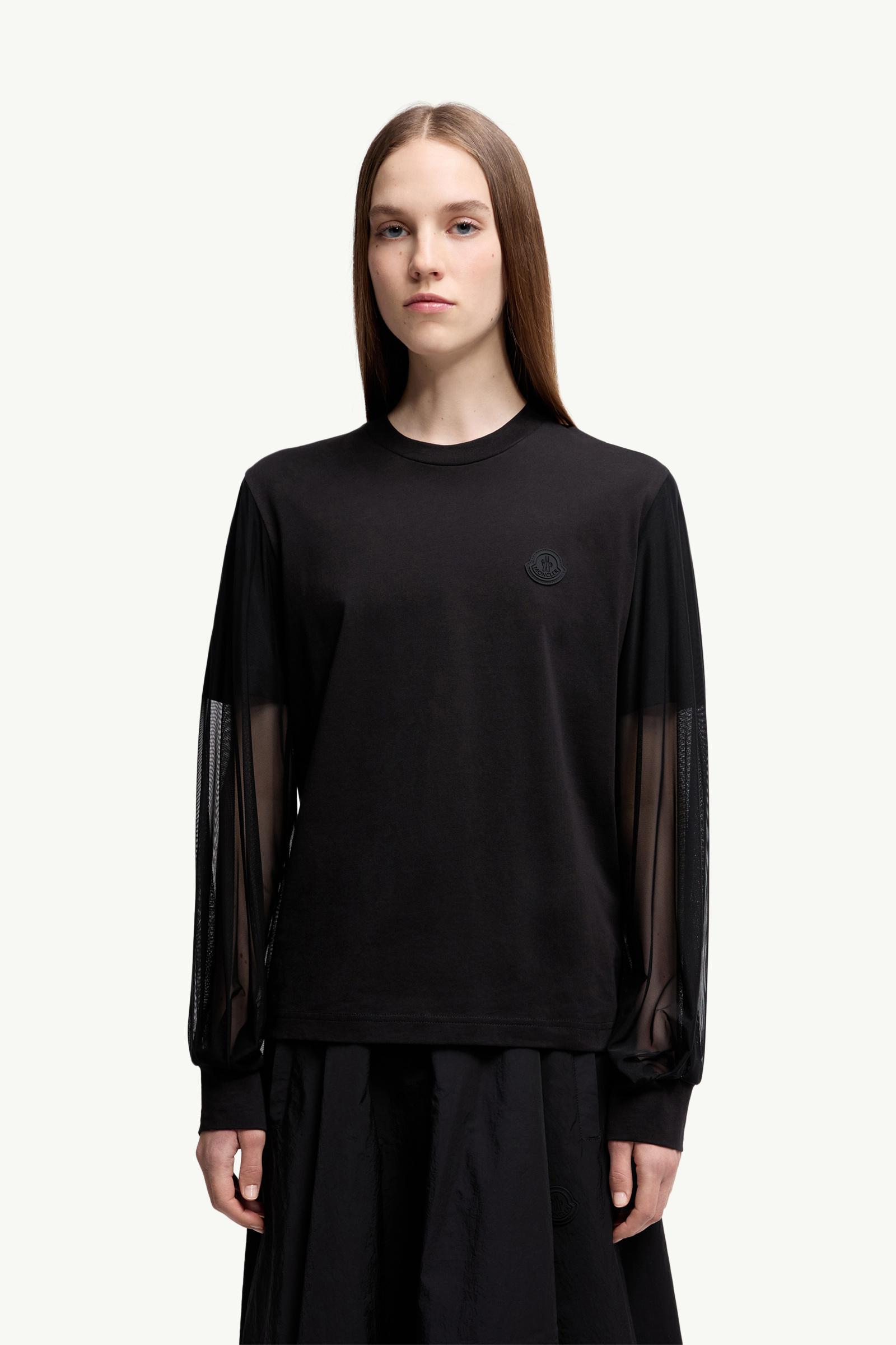 Moncler Tulle Long Sleeve Top Black Black