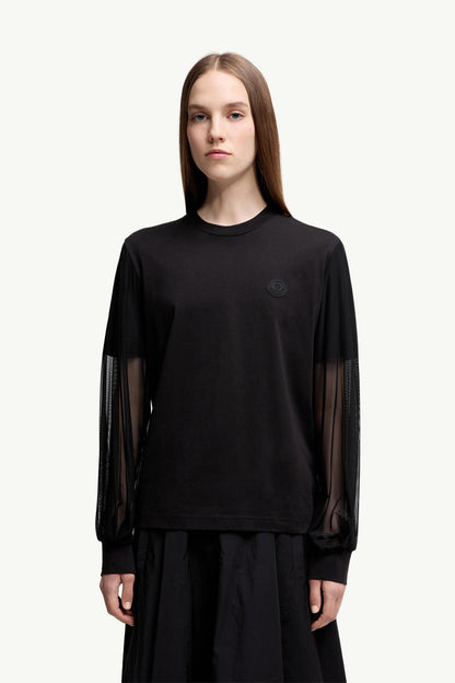 Moncler Tulle Long Sleeve Top Black Black