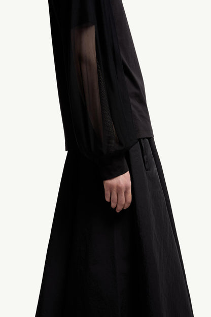 Moncler Tulle Long Sleeve Top Black Black