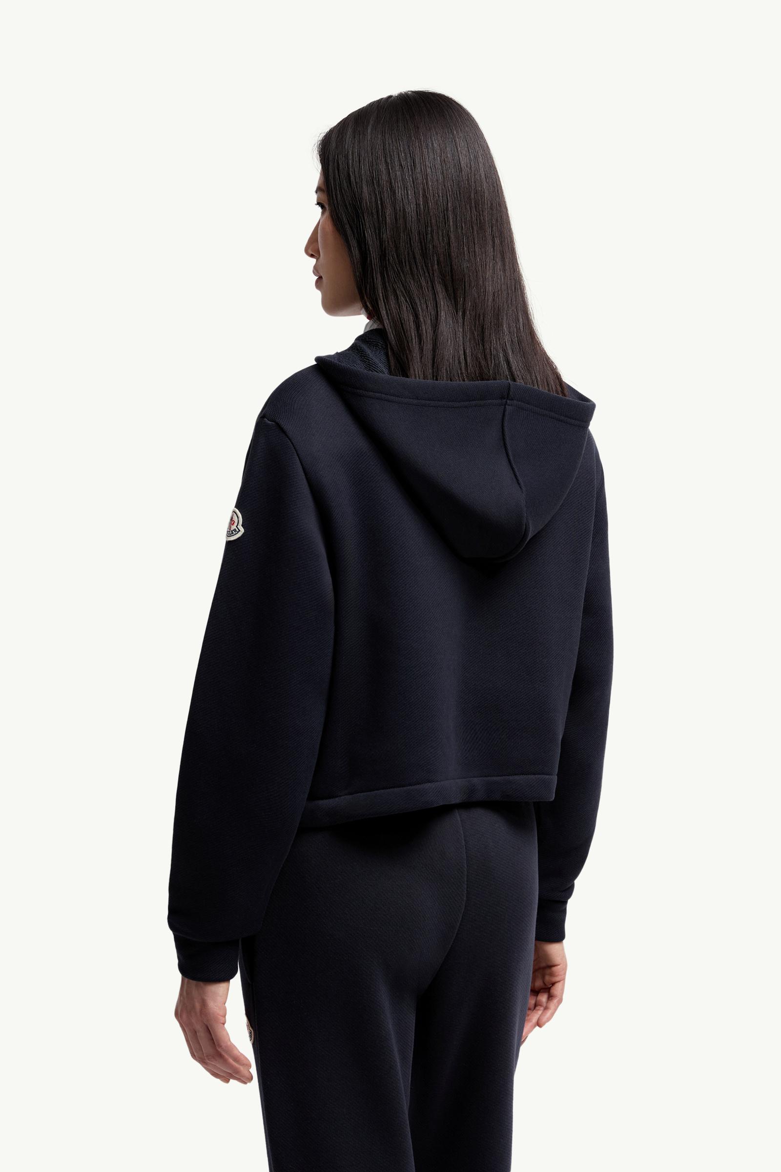 Moncler Knit Accent Cotton Zip-Up Hoodie Navy Blue Navy Blue