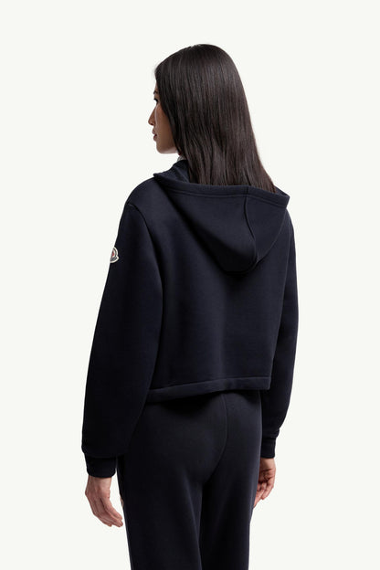 Moncler Knit Accent Cotton Zip-Up Hoodie Navy Blue Navy Blue