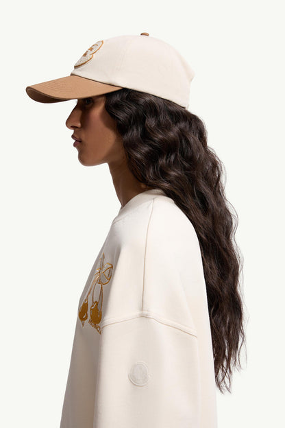Moncler Embroidered Cotton Sweatshirt White Ivory White Ivory