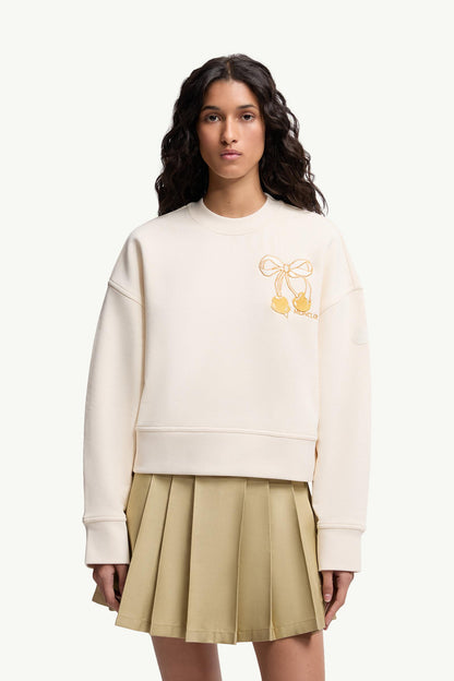 Moncler Embroidered Cotton Sweatshirt White Ivory White Ivory