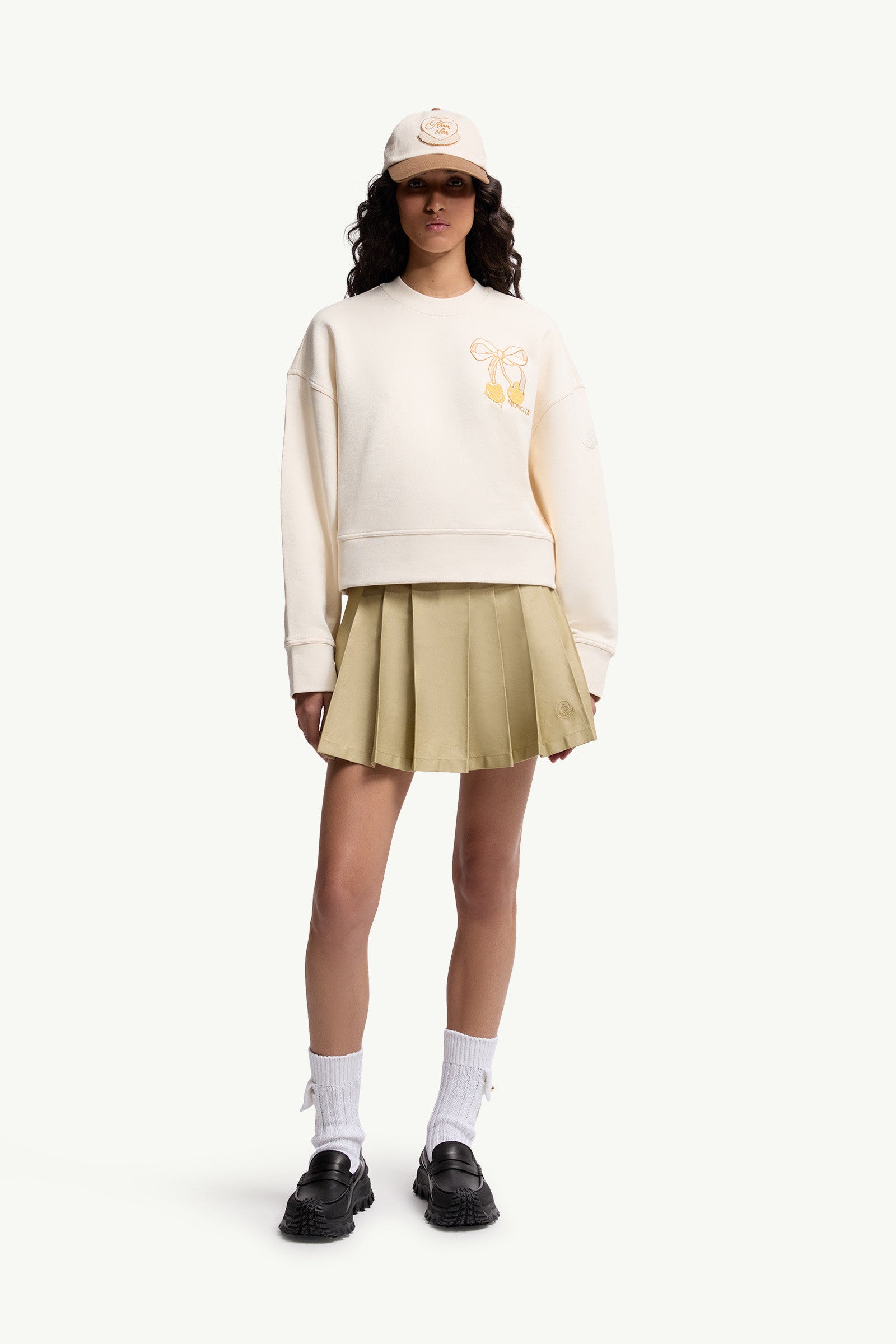 Moncler Embroidered Cotton Sweatshirt White Ivory White Ivory