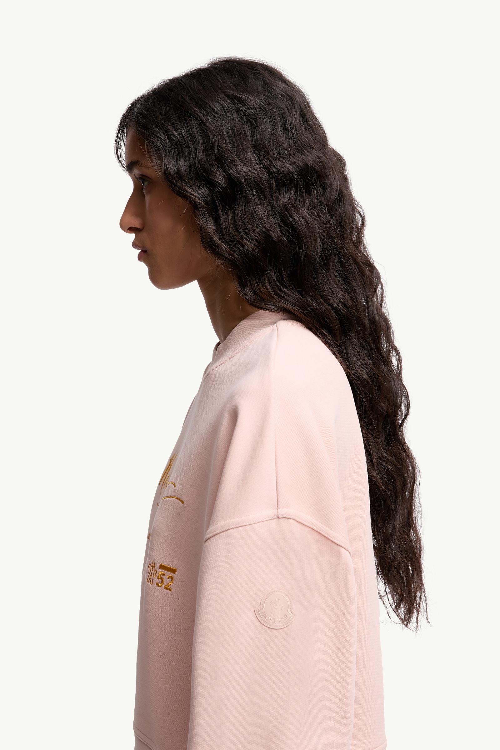 Moncler Embroidered Cotton Sweatshirt Light Pink Light Pink