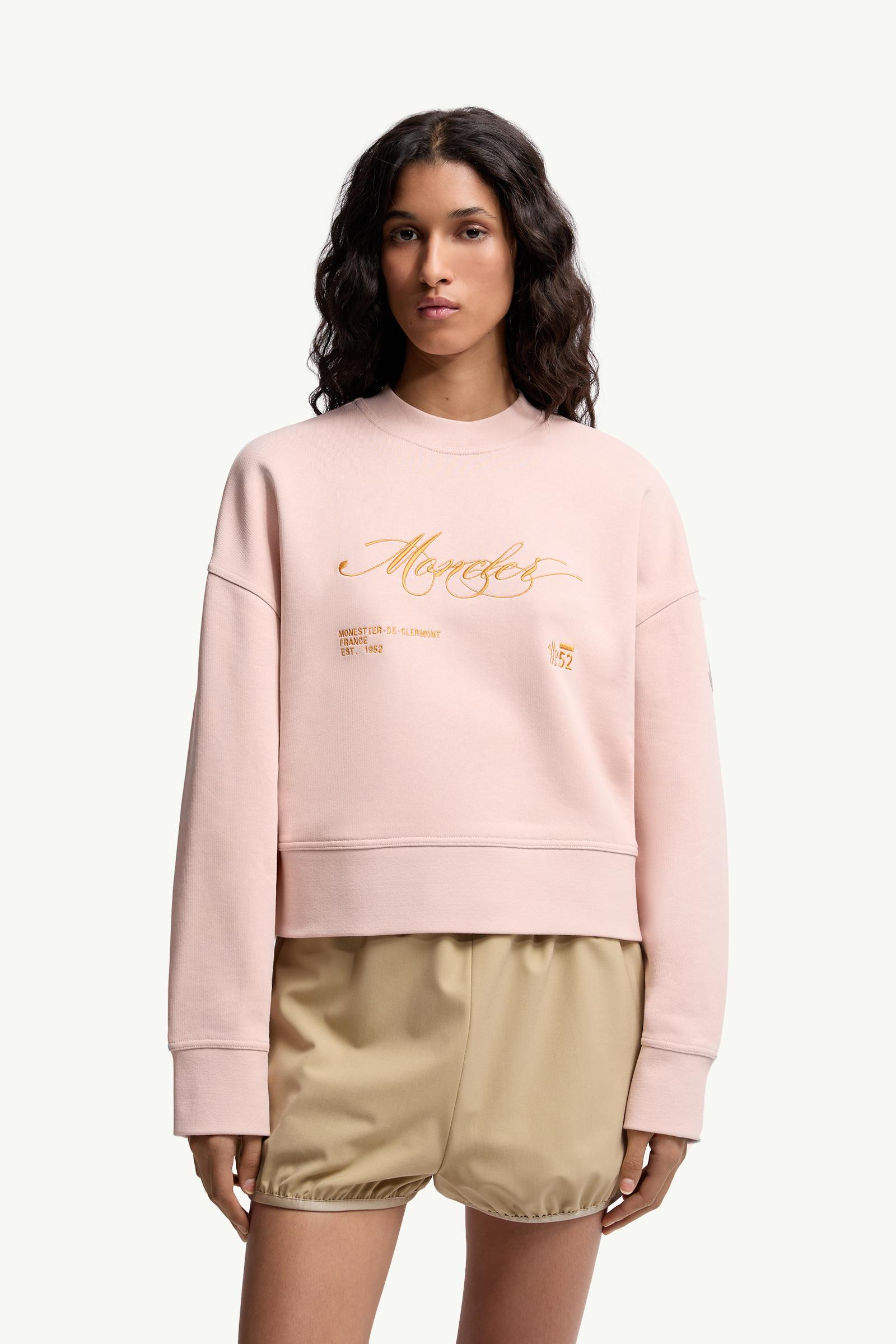 Moncler Embroidered Cotton Sweatshirt Light Pink Light Pink