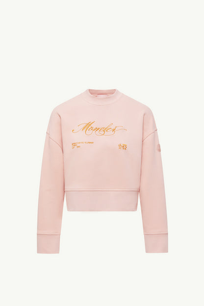 Moncler Embroidered Cotton Sweatshirt Light Pink Light Pink
