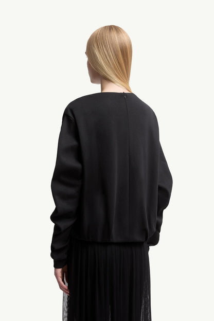 Moncler Cotton Pleated Sweatshirt Black Black