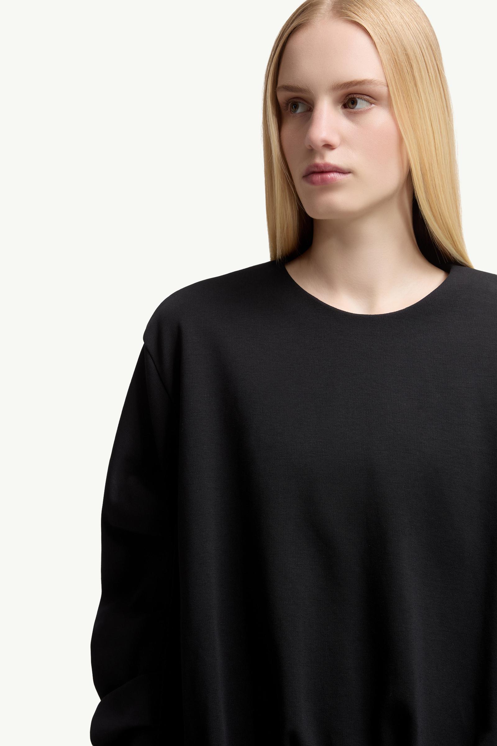 Moncler Cotton Pleated Sweatshirt Black Black