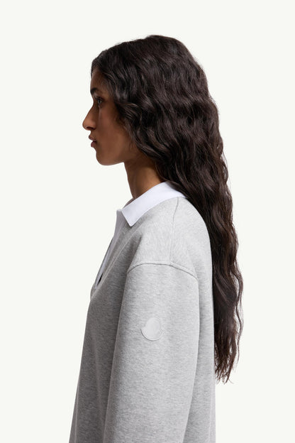 Moncler Pleated Cotton Blend Polo Dress Grey Grey