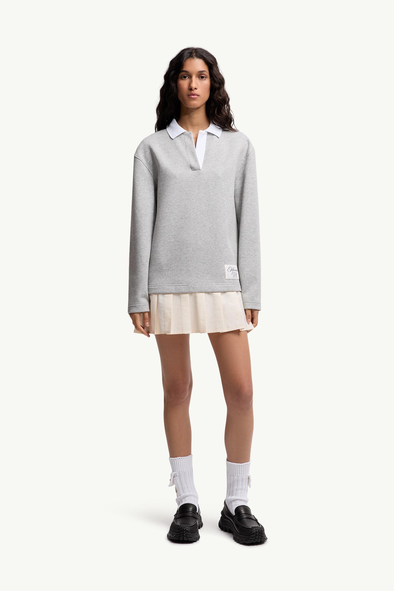 Moncler Pleated Cotton Blend Polo Dress Grey Grey