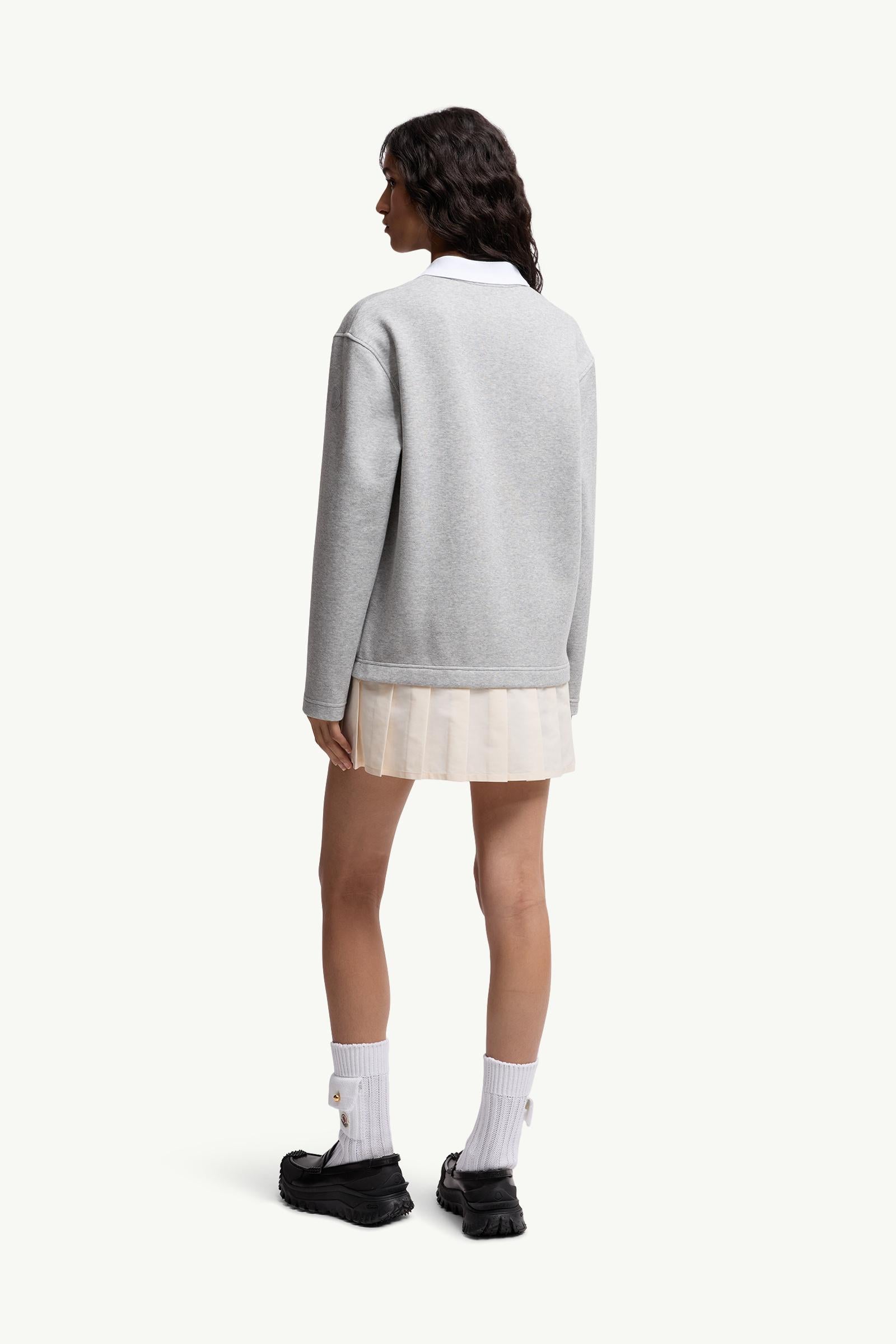 Moncler Pleated Cotton Blend Polo Dress Grey Grey