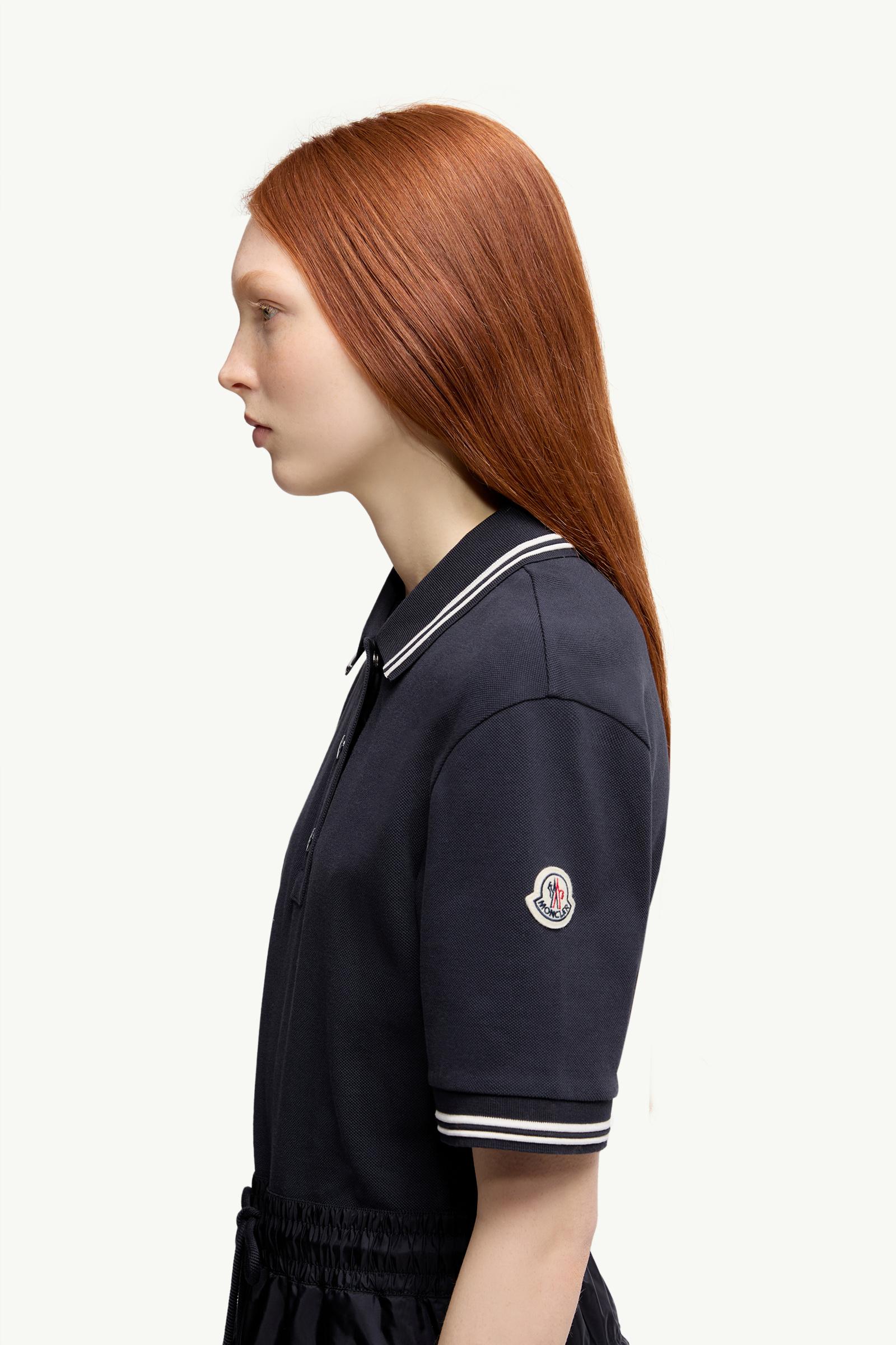 Moncler Cotton Piquet Polo Shirt Dress Navy Blue Navy Blue