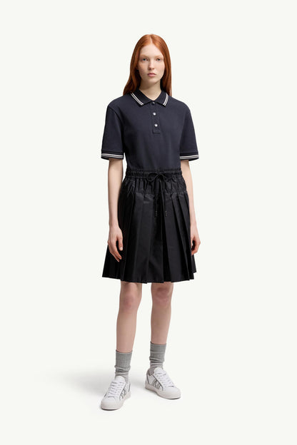 Moncler Cotton Piquet Polo Shirt Dress Navy Blue Navy Blue