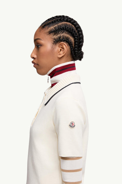 Moncler Knit Cotton Polo Shirt White White