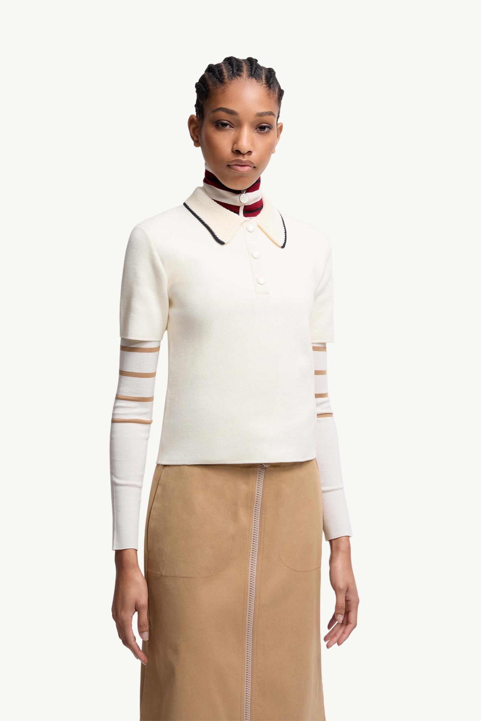 Moncler Knit Cotton Polo Shirt White White