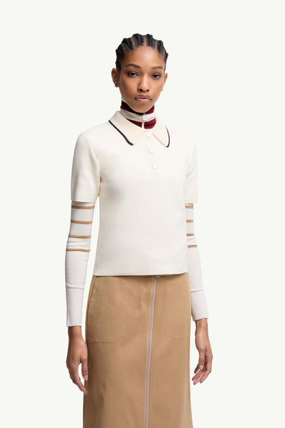 Moncler Knit Cotton Polo Shirt White White