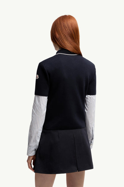 Moncler Knit Cotton Polo Shirt Navy Blue Navy Blue